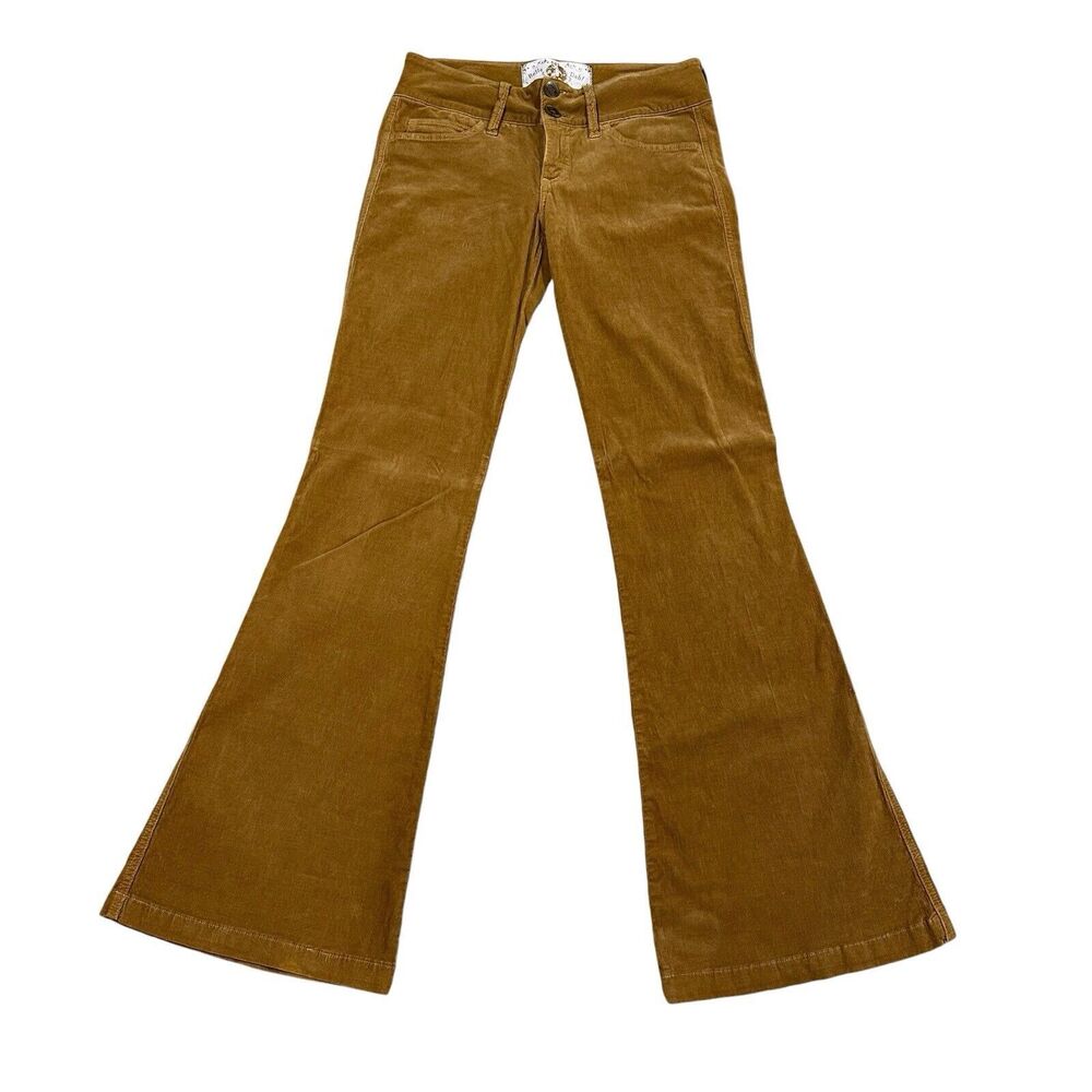 Bella Dahl Women's Bell-Bottom's Mustard Yellow Corduroy Wide Leg Pants Size 27